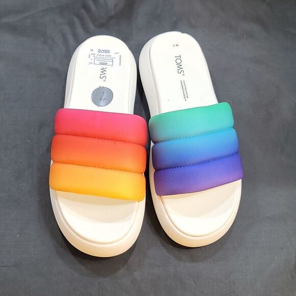 BRAND NEW TOMS ALPHARETTA MALLOW SLIDE WOMEN'S RAINBOW SHOES CASUAL SAN… - Picture 2 of 16
